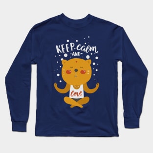 Keep Calm And Meditate - Love CARTOON CAT 2 Long Sleeve T-Shirt
